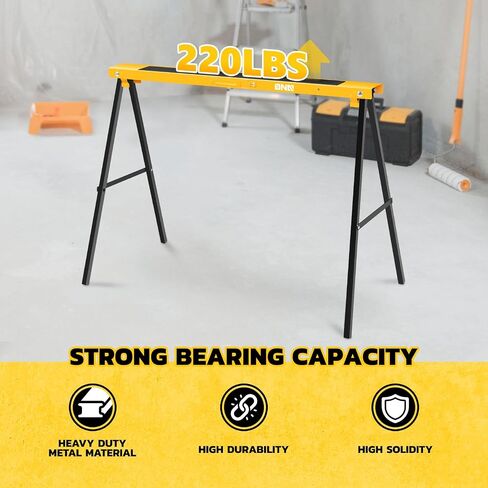 DNA MOTORING Folding Metal Sawhorse Portable Work Stand Saw Horse with Anti-slip Surface, 220 lbs Load Capacity, TOOLS-00462 in Saudi Arabia