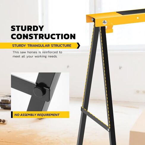 DNA MOTORING Folding Metal Sawhorse Portable Work Stand Saw Horse with Anti-slip Surface, 220 lbs Load Capacity, TOOLS-00462 in Saudi Arabia
