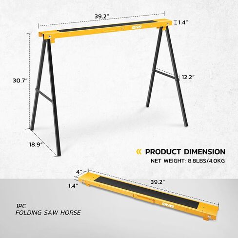 DNA MOTORING Folding Metal Sawhorse Portable Work Stand Saw Horse with Anti-slip Surface, 220 lbs Load Capacity, TOOLS-00462 in Saudi Arabia