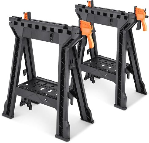 DNA MOTORING Folding Metal Sawhorse Portable Work Stand Saw Horse with Anti-slip Surface, 220 lbs Load Capacity, TOOLS-00462 in Saudi Arabia