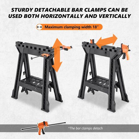 DNA MOTORING Folding Metal Sawhorse Portable Work Stand Saw Horse with Anti-slip Surface, 220 lbs Load Capacity, TOOLS-00462 in Saudi Arabia
