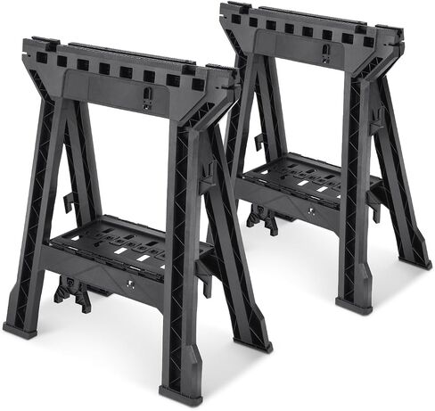 DNA MOTORING Folding Metal Sawhorse Portable Work Stand Saw Horse with Anti-slip Surface, 220 lbs Load Capacity, TOOLS-00462 in Saudi Arabia