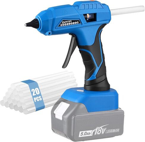 مسدس غراء ساخن لاسلكي 100 وات لبطارية ماكيتا 18 فولت، مسدس غراء كهربائي كامل الحجم، مسدس غراء لاسلكي مع 20 قطعة أعواد غراء ساخنة كاملة الحجم للصياغة والأعمال اليدوية والإصلاحات (البطارية غير متضمنة) in Kuwait