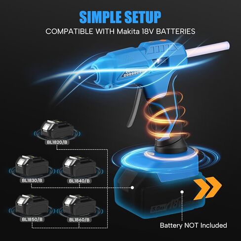 مسدس غراء ساخن لاسلكي 100 وات لبطارية ماكيتا 18 فولت، مسدس غراء كهربائي كامل الحجم، مسدس غراء لاسلكي مع 20 قطعة أعواد غراء ساخنة كاملة الحجم للصياغة والأعمال اليدوية والإصلاحات (البطارية غير متضمنة) in Kuwait