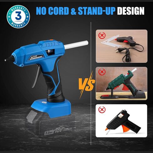 مسدس غراء ساخن لاسلكي 100 وات لبطارية ماكيتا 18 فولت، مسدس غراء كهربائي كامل الحجم، مسدس غراء لاسلكي مع 20 قطعة أعواد غراء ساخنة كاملة الحجم للصياغة والأعمال اليدوية والإصلاحات (البطارية غير متضمنة) in Kuwait