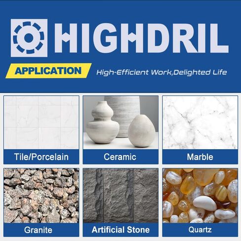 طقم منشار ثقب ماسي HIGHDRIL 5/8-11 للبلاط والرخام، 1/4 بوصة - 4 بوصة (6-100 مم) | طقم لقم ثقب الماس 5/8-11 للبلاط والسيراميك والرخام، منشار ثقب 6-100 مم + شطب 50 مم وقمة إصبع 20 مم + محول in Kuwait