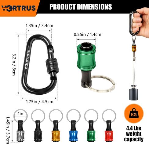 Bit Holder Key chain - 12Pcs Quick Release Portable Screwdriver and Drill 1/4 inch Easy Change Hex Shank Tool Set for Impact Driver, Push to Unlock Bits Keeper with Black Carabiner in Saudi Arabia