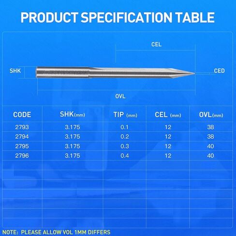 HUHAO دوامة النقش باستخدام الحاسب الآلي راوتر بت أدوات قطع الطحن حتى قطع الهرم 2 الناي 30 درجة 0.4 مم قطر طرف 1/8 عرقوب حزمة من 10 in Kuwait