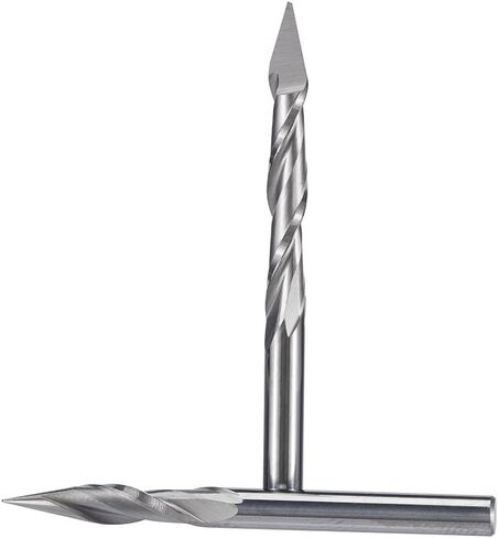 HUHAO دوامة النقش باستخدام الحاسب الآلي راوتر بت أدوات قطع الطحن حتى قطع الهرم 2 الناي 30 درجة 0.4 مم قطر طرف 1/8 عرقوب حزمة من 10 in Kuwait