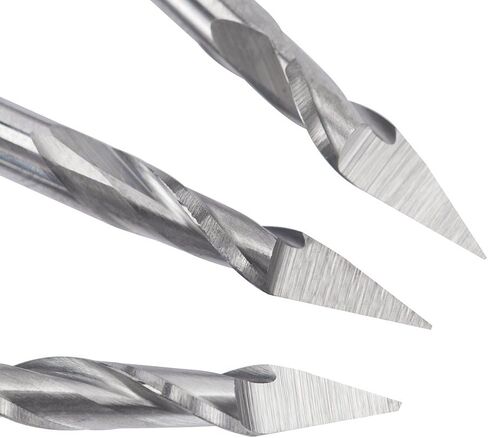 HUHAO دوامة النقش باستخدام الحاسب الآلي راوتر بت أدوات قطع الطحن حتى قطع الهرم 2 الناي 30 درجة 0.4 مم قطر طرف 1/8 عرقوب حزمة من 10 in Kuwait