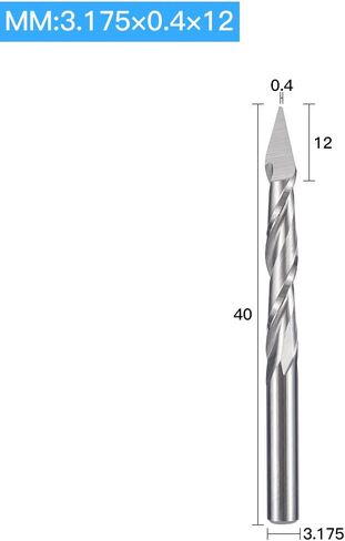 HUHAO دوامة النقش باستخدام الحاسب الآلي راوتر بت أدوات قطع الطحن حتى قطع الهرم 2 الناي 30 درجة 0.4 مم قطر طرف 1/8 عرقوب حزمة من 10 in Kuwait
