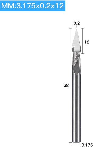 Spiral Engraving CNC Router Bit Milling Cutter Tools Up Cut Pyramid 2 Flute 30 Degree 0.2mm Tip Diameter 1/8 Shank Pack of 10 in Saudi Arabia