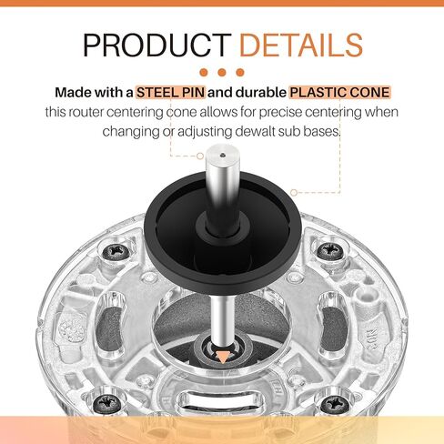مخروط مركزي DNP617 لجهاز التوجيه المضغوط بقاعدة ثابتة من DEWALT، يناسب ملحقات أدوات جهاز التوجيه DEWALT in Kuwait