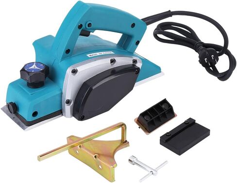 Wood Planer, 110V 600W Portable Handheld Woodworking Adjustable Electric Wood Planer Kit Includes Socket Wrench Ruler Docking Tool Holder and Blade Sharpener Frame in Saudi Arabia