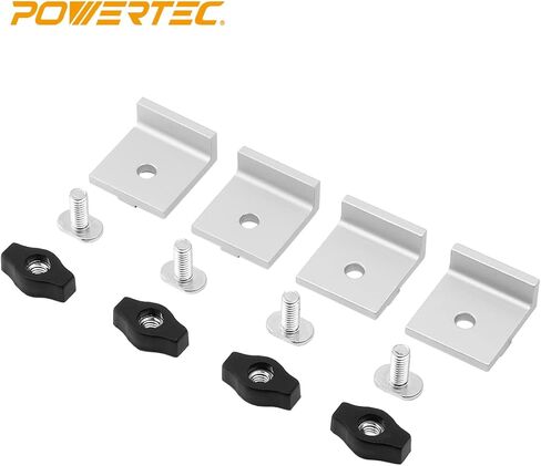 POWERTEC 71694 1-33/64 بوصة مجموعة إيقاف مضمنة وقصيرة T-Track، كتلة إيقاف المسار T لأعمال النجارة T-Track، والصنفرة، والتوجيه، 4PK in Kuwait