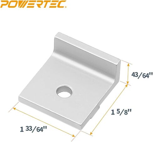POWERTEC 71694 1-33/64 بوصة مجموعة إيقاف مضمنة وقصيرة T-Track، كتلة إيقاف المسار T لأعمال النجارة T-Track، والصنفرة، والتوجيه، 4PK in Kuwait