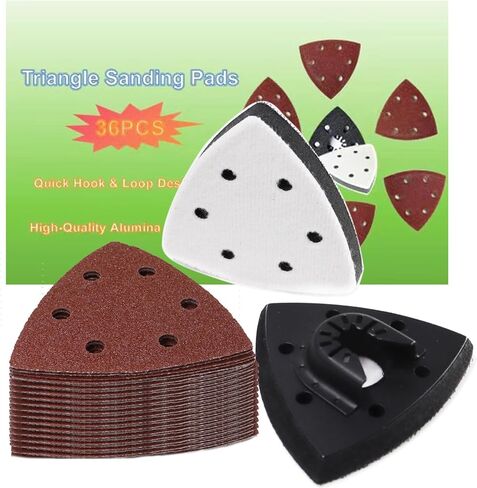 36pcs Triangular Sanding Padpapers 3-1/2in with 1pcs 90mm Triangle Oscillating Sanding Pads,1pcs Foam Interface Pad,Assorted 40-2000 Grits Oscillating Hook & Loop Multi Tool Sanding Pad in Saudi Arabia