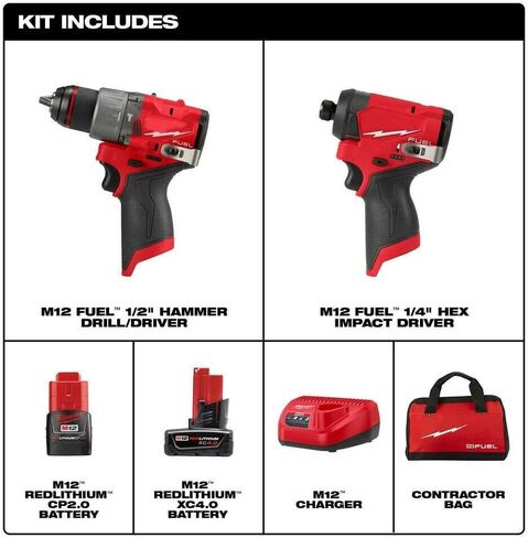 3497-22 لـ Milwaukee M12 FUEL 12V اللاسلكي Li-Ion 2-Tool Combo Kit مع بطاريتين in Kuwait