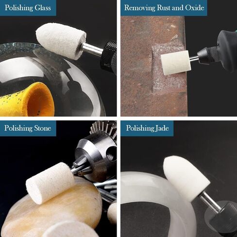 مجموعة عجلات تلميع 100 قطعة، عجلة تلميع من اللباد الصوفي، مجموعة عجلة تلميع صغيرة للساعة والمعادن والمجوهرات والسيراميك والزجاج وما إلى ذلك. in Kuwait