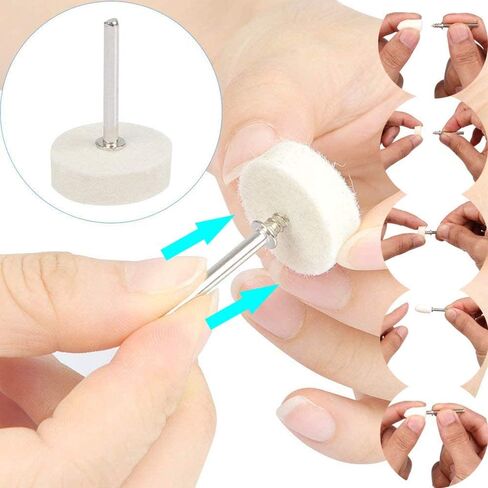 مجموعة عجلات تلميع 100 قطعة، عجلة تلميع من اللباد الصوفي، مجموعة عجلة تلميع صغيرة للساعة والمعادن والمجوهرات والسيراميك والزجاج وما إلى ذلك. in Kuwait