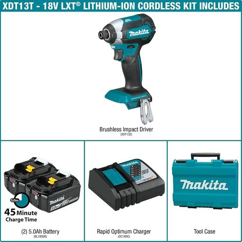 Makita Maktia XDT13T 18V LXT Lithium-Ion Brushless Cordless Impact Driver Kit (5.0Ah) in Saudi Arabia
