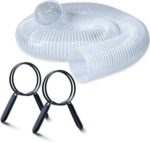 POWERTEC 70438 2-1/2" x 10' PVC Dust Collection Hose with 2pc 2-1/2 Inch Double Loop Hose Clamps for Dust Collector for Woodworking and Shop Vacuum, Quick Release Spring Clamps for Dust Fittings in Saudi Arabia