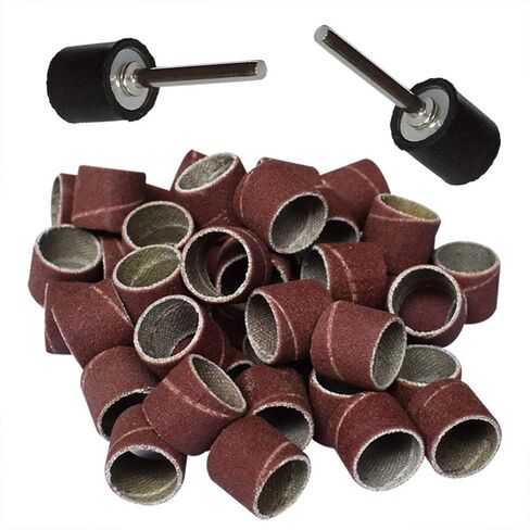 60 pcs 1/2" Dia Sand Band Sanding Drum 240 Grits 1/2" Height Sander Sleeves Band + 2 Rubber Mandrels for Rotary Tool in Saudi Arabia