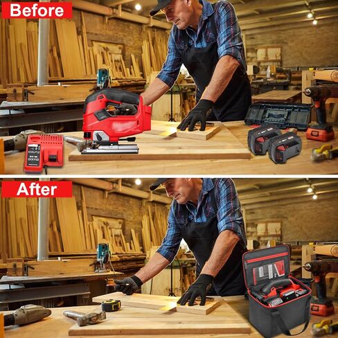 حافظة متوافقة مع أداة Milwaukee M18 Fuel D-Handle Jig Saw العارية، ومنظم حامل تخزين مبطن لبطارية Milwaukee M18، والشاحن وشفرات المنشار (الصندوق فقط) in Kuwait