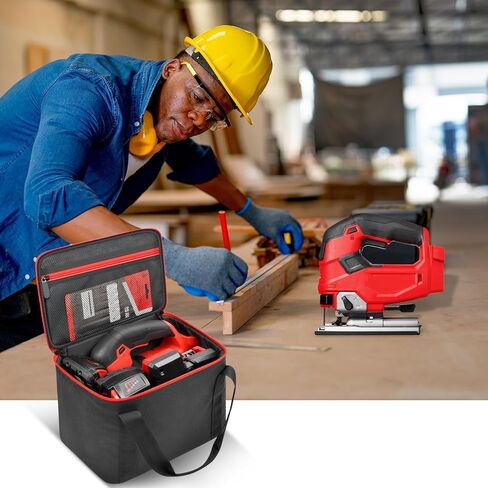 حافظة متوافقة مع أداة Milwaukee M18 Fuel D-Handle Jig Saw العارية، ومنظم حامل تخزين مبطن لبطارية Milwaukee M18، والشاحن وشفرات المنشار (الصندوق فقط) in Kuwait