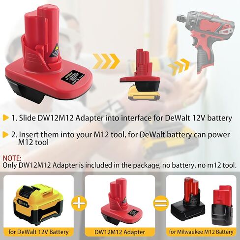 محول لبطارية DeWalt 12V، تحويل لبطارية DeWalt 12V إلى M12 12V، يعمل لمحول الأدوات اللاسلكية Milwaukee M12 12V 2420-20، 2407-20، 2462-20 in Kuwait