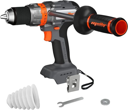 يعمل المثقاب المطرقي الاحترافي بدون فرشاة من Mellif مع بطارية Dewalt 20V بحد أقصى 1/2 بوصة قابض معدني بعزم دوران عالٍ بدون مفتاح، 2000 دورة في الدقيقة (أداة عارية، بدون بطارية) in Kuwait