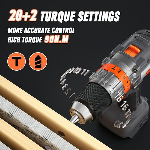 يعمل المثقاب المطرقي الاحترافي بدون فرشاة من Mellif مع بطارية Dewalt 20V بحد أقصى 1/2 بوصة قابض معدني بعزم دوران عالٍ بدون مفتاح، 2000 دورة في الدقيقة (أداة عارية، بدون بطارية) in Kuwait