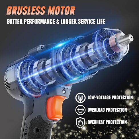 يعمل المثقاب المطرقي الاحترافي بدون فرشاة من Mellif مع بطارية Dewalt 20V بحد أقصى 1/2 بوصة قابض معدني بعزم دوران عالٍ بدون مفتاح، 2000 دورة في الدقيقة (أداة عارية، بدون بطارية) in Kuwait