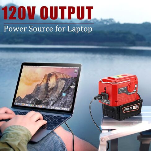 عاكس طاقة Hipoke لبطارية ليثيوم أيون Milwaukee M18 18 فولت، عاكس 20 فولت إلى 120 فولت مع منفذ USB، منفذ TYPE-C وإضاءة LED، محول جهد 200 واط تيار مستمر إلى تيار متردد للتخييم في حالات الطوارئ (أداة فقط) in Kuwait