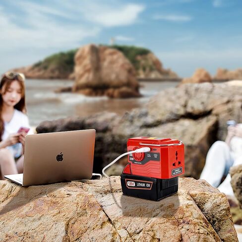 عاكس طاقة Hipoke لبطارية ليثيوم أيون Milwaukee M18 18 فولت، عاكس 20 فولت إلى 120 فولت مع منفذ USB، منفذ TYPE-C وإضاءة LED، محول جهد 200 واط تيار مستمر إلى تيار متردد للتخييم في حالات الطوارئ (أداة فقط) in Kuwait