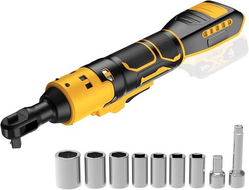 Cordless Electric Ratchet Wrench Set for DEWALT 20V Max Battery, 3/8" & 1/2" Sealed Head Ratchet Extended Wrench, Electric Ratchet Driver with 7 Sockets & 2 Adapters - (Battery Not Included) in Saudi Arabia