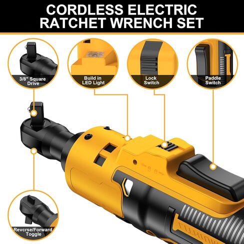Cordless Electric Ratchet Wrench Set for DEWALT 20V Max Battery, 3/8" & 1/2" Sealed Head Ratchet Extended Wrench, Electric Ratchet Driver with 7 Sockets & 2 Adapters - (Battery Not Included) in Saudi Arabia