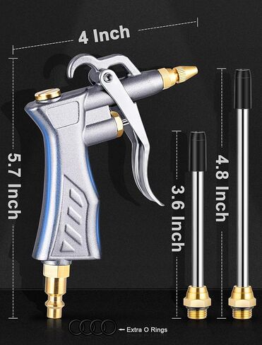 جاستيند مسدس نفخ الهواء مع فوهة هواء نحاسية قابلة للتعديل، قطعتان من ملحقات الصلب وخرطوم تدفق مرن 13.7 بوصة، منفاخ مسدس هواء عالي الحجم لملحقات ضاغط الهواء، أداة هوائية لتنظيف الغبار in Kuwait