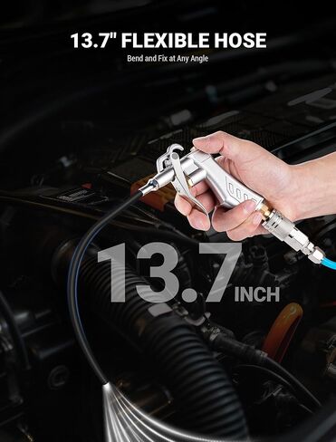 جاستيند مسدس نفخ الهواء مع فوهة هواء نحاسية قابلة للتعديل، قطعتان من ملحقات الصلب وخرطوم تدفق مرن 13.7 بوصة، منفاخ مسدس هواء عالي الحجم لملحقات ضاغط الهواء، أداة هوائية لتنظيف الغبار in Kuwait