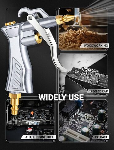 جاستيند مسدس نفخ الهواء مع فوهة هواء نحاسية قابلة للتعديل، قطعتان من ملحقات الصلب وخرطوم تدفق مرن 13.7 بوصة، منفاخ مسدس هواء عالي الحجم لملحقات ضاغط الهواء، أداة هوائية لتنظيف الغبار in Kuwait