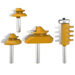 1/4" Shank 45 Degree Lock Miter Router Bit - 1/2" 9/16" 3/4" Cutting Height Woodworking Glue Joint Tools Set 3Pcs by ROOCBIT