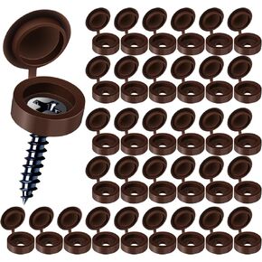HNYYZL Plastic Hinged Screw Covers Caps, Screw Caps 100 PCS Brown, Shutter screws with caps, Snap Washer Covers Flip Tops for Covering Screw Heads, Screw Protection from rust (L)