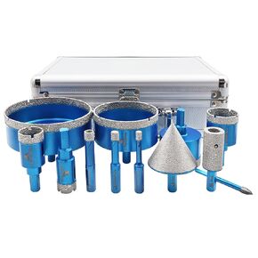 Diamond Core Drill Bit Set - BRSCHNITT Diamond Hole Saw Kit for Porcelain Tile Ceramic Marble Granite Drilling,Triangle Shank Drill（6+6/8/10/20/25/35/50/75/100mm&20finger bit&50chamfer bit）.