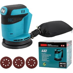 Random Orbit Sander for Makita 18V Battery, 5-Inch 14000RPM Cordless Electric Orbital Sander with 3 Various Speeds, Palm Sander with 3 Pcs Sandpapers & Dust Bag, Perfect for Woodworking(Tool Only)
