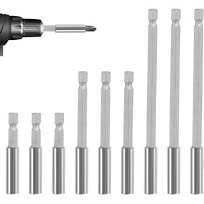 9 Pcs Magnetic Drill Bit Holder 2, 4, 6-inch Drill Bit Extension 1/4" Hex Shank Magnetic Screwdriver Bit Holder S2 Steel Magnetic Bit Holder for DIY Repair Work