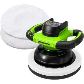 Greenworks 24V Powerful 10" Cordless Orbital Buffer, 10-inch pad 2800 RPM waxing machine with 4 Buffing Bonnets, 2.0Ah Battery & 2A Charger included