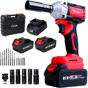 21V Cordless Impact Wrench, 406Ft-lbs (550N.m) Max Torque, Brushless 1/2 inch Impact Wrench, 1Pcs 4.0Ah Battery, Fast Charger, 5Pcs Driver Sockets, Drill & Screwdriver, Tool Box