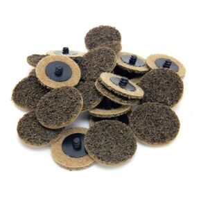 2" Quick Change Non-Woven Nylon Surface Conditioning Discs for Deburring Sanding Blending Polishing Paint Removal with Male R-Type Backing, Use with Die Grinder - Brown- (Coarse) - (25 Pack)