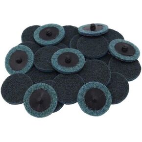 2" Quick Change Non-Woven Nylon Surface Conditioning Discs for Deburring Sanding Blending Polishing Paint Removal with Male R-Type Backing Use with Die Grinder - Blue - (Fine) - (25 Pack) in Kuwait