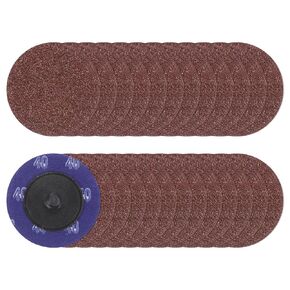 25pcs Quick Change Sanding Discs 2" 180 Grit R-Type Roll Lock Aluminum Oxide Conditioning Disc Sandpaper for Die Grinder Grinding Fast Cutting, Red Brown